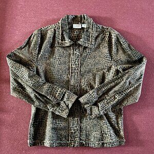 Chico's Fitted Leopard/Cheetah Print Zip-Front Jacket -- Size 0